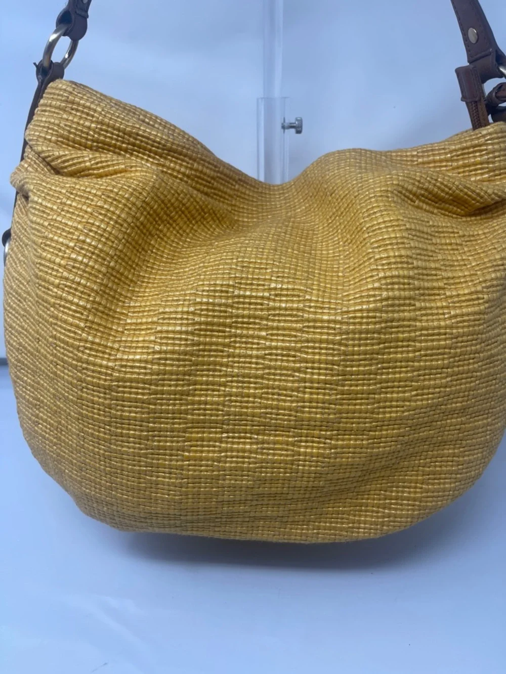 Furla Mustard yellow textured leather hobo bag